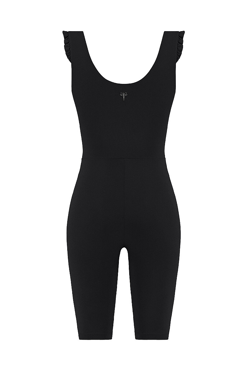 CARLA - BIKER LENGTH JUMPSUIT W/ SHOULDER RUFFLES - 6