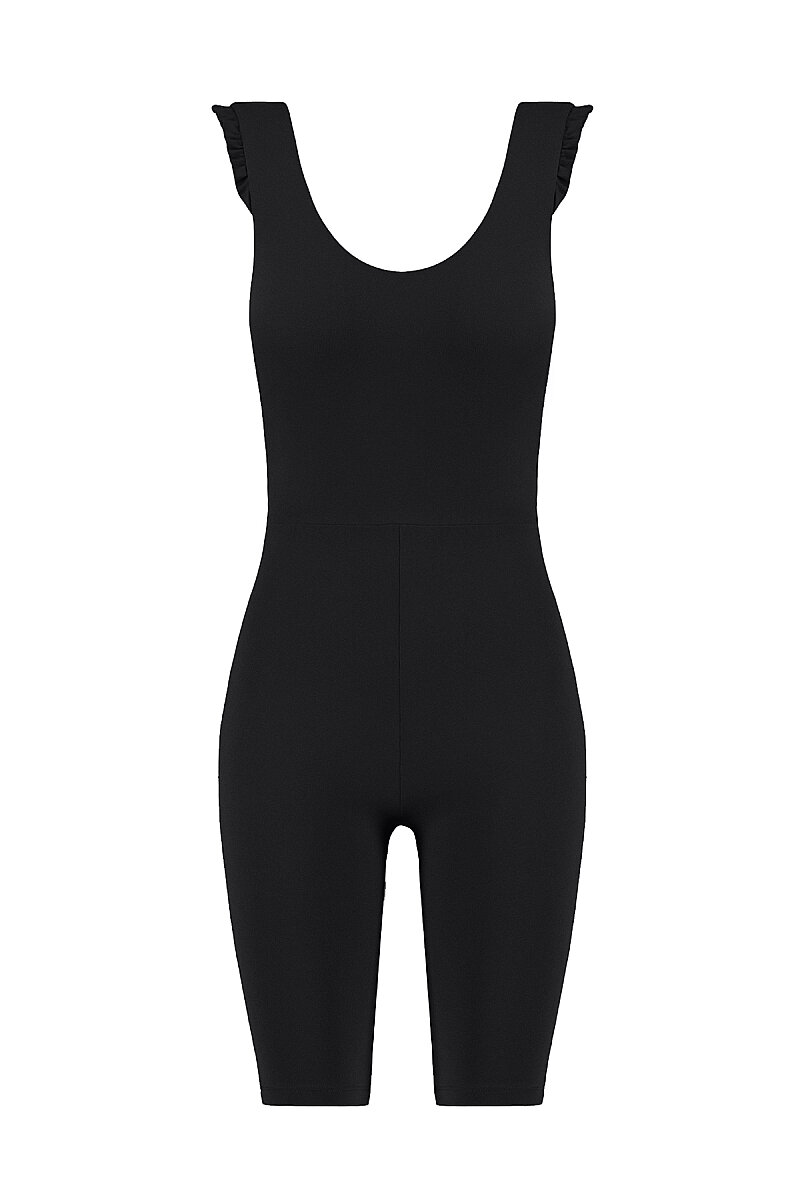 CARLA - BIKER LENGTH JUMPSUIT W/ SHOULDER RUFFLES - 5