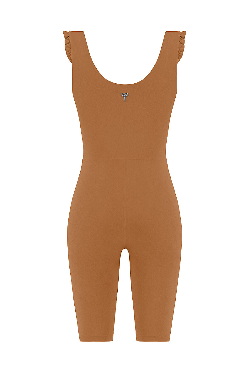 CARLA - BIKER LENGTH JUMPSUIT W/ SHOULDER RUFFLES - 4