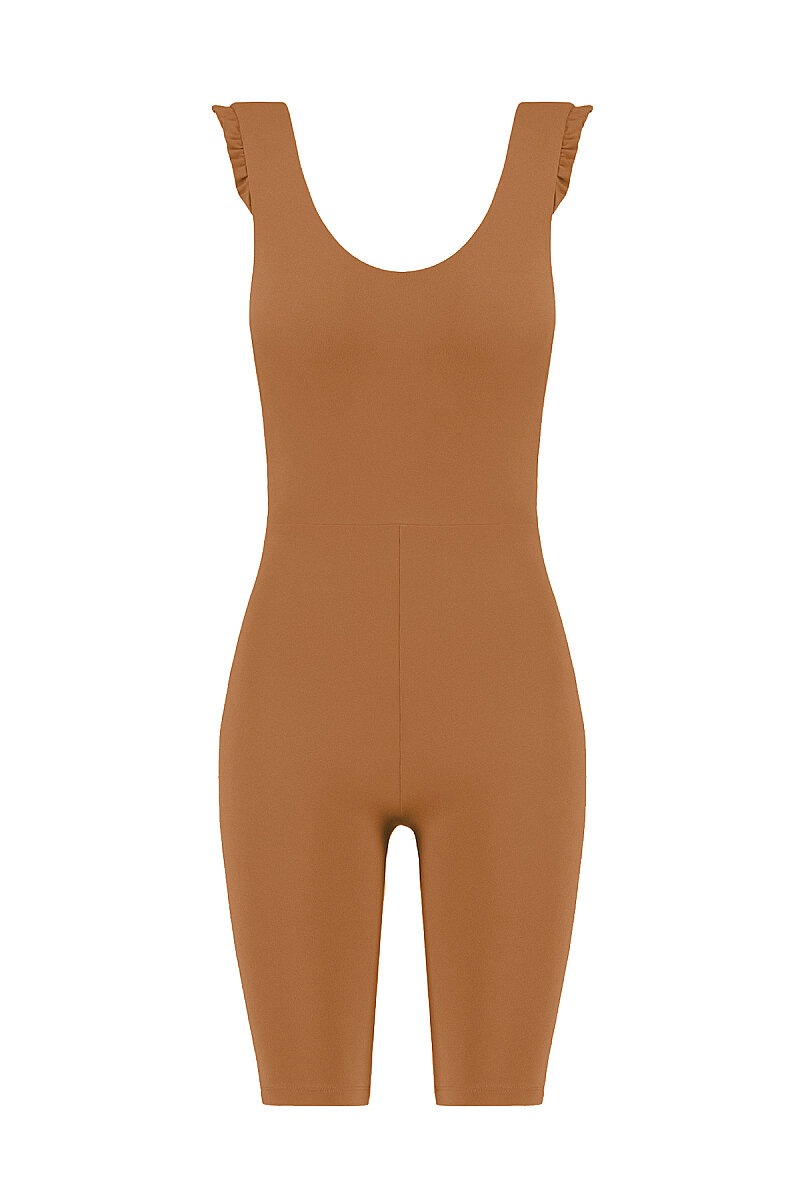 CARLA - BIKER LENGTH JUMPSUIT W/ SHOULDER RUFFLES - 3