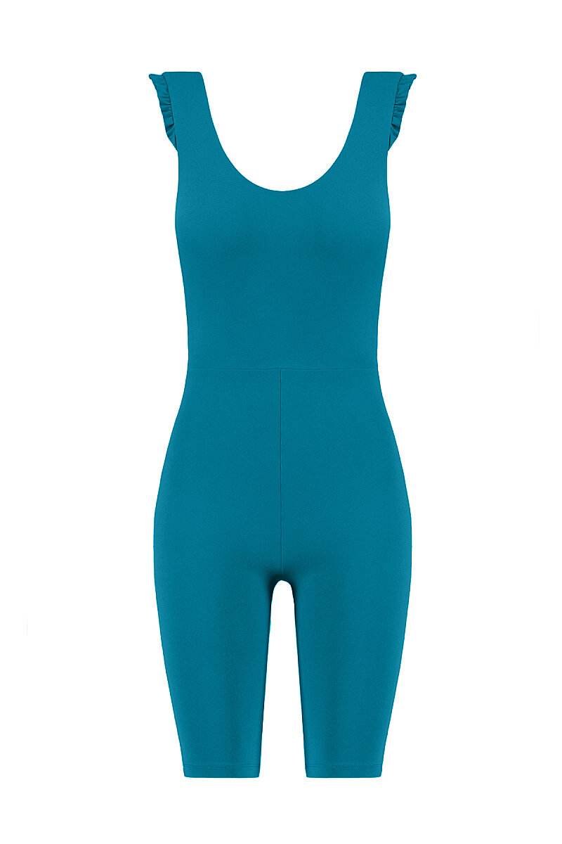 CARLA - BIKER LENGTH JUMPSUIT W/ SHOULDER RUFFLES - 11