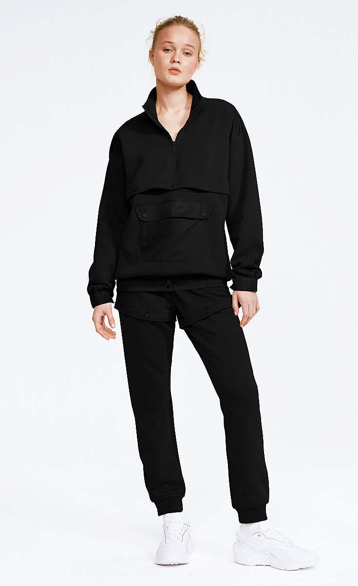 ELLIOT - FLEECE ÇEYREK FERMUARLI CROPPABLE EŞOFMAN ÜST - 3