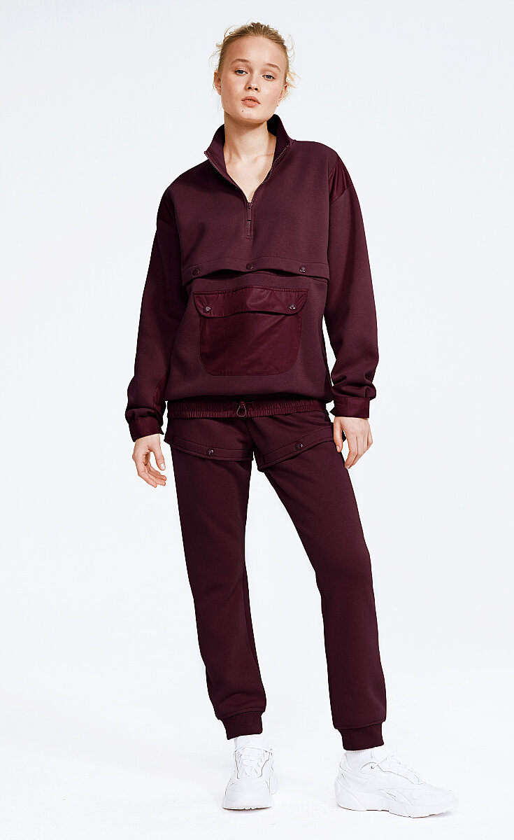 ELLIOT - FLEECE ÇEYREK FERMUARLI CROPPABLE EŞOFMAN ÜST - 5