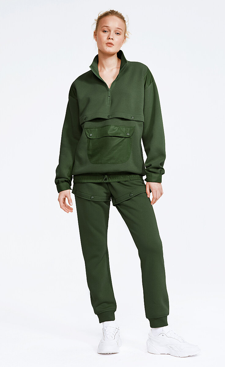 ELLIOT - FLEECE ÇEYREK FERMUARLI CROPPABLE EŞOFMAN ÜST - 7