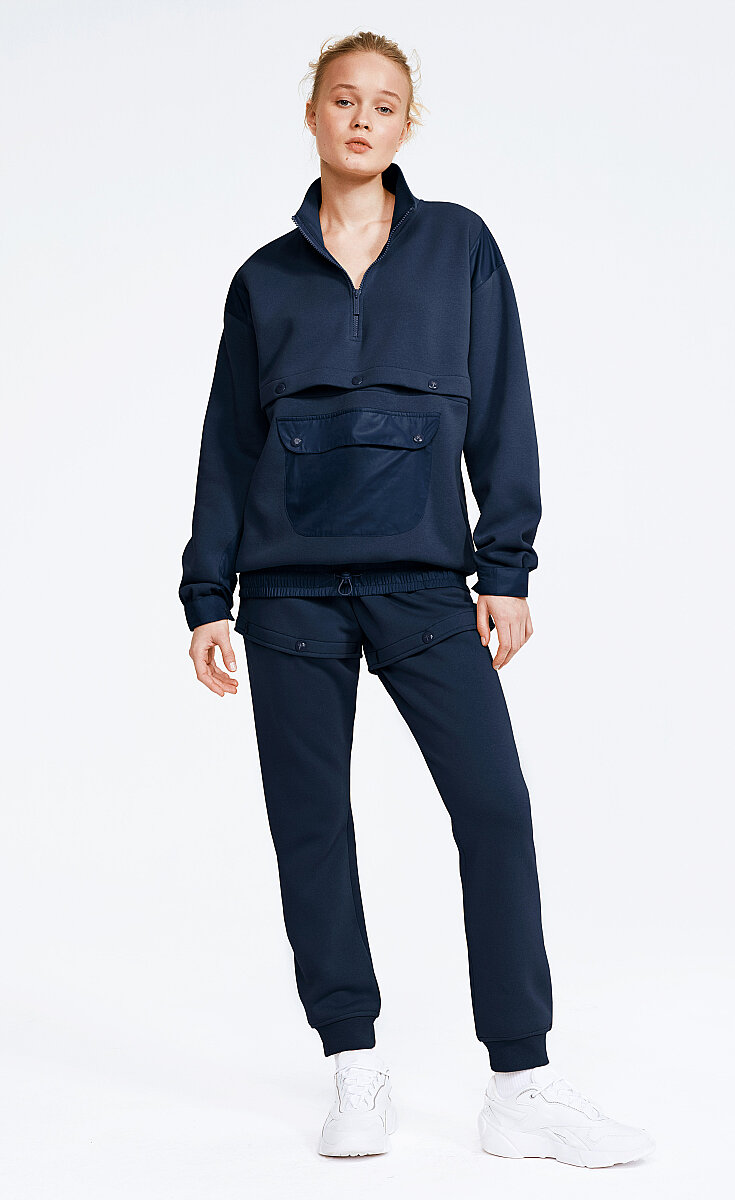 ELLIOT - FLEECE ÇEYREK FERMUARLI CROPPABLE EŞOFMAN ÜST - 9