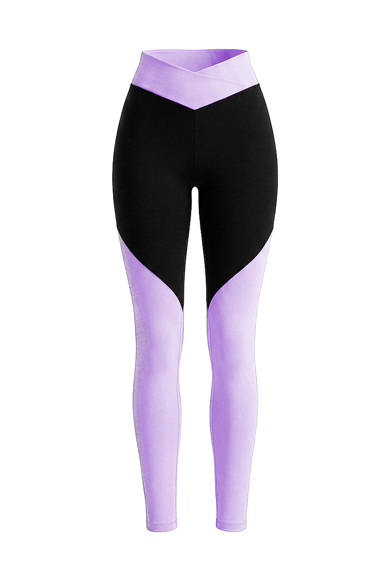 EVELYN - CROSSOVER WAIST COLORBLOCK LEGGINGS - 13