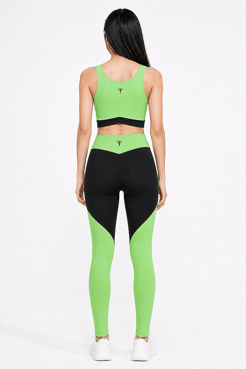 EVELYN - CROSSOVER WAIST COLORBLOCK LEGGINGS - 22