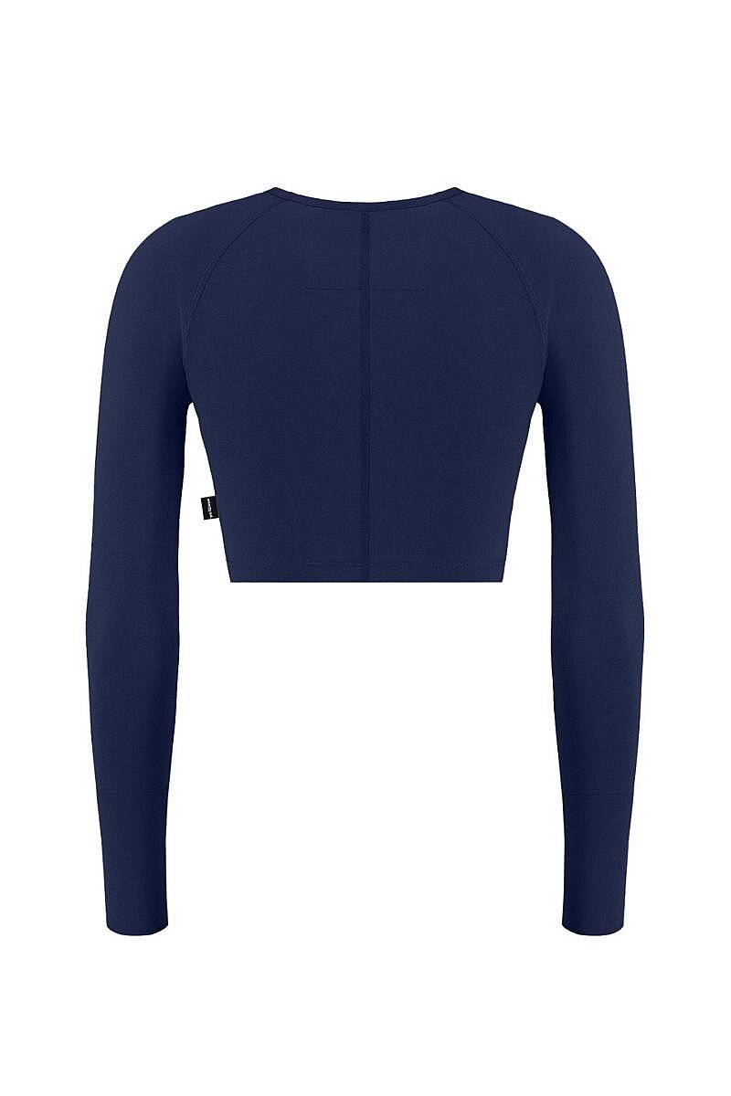 JULIE - BİSİKLET YAKA BASIC UZUN KOLLU CROP T-SHIRT - (1)