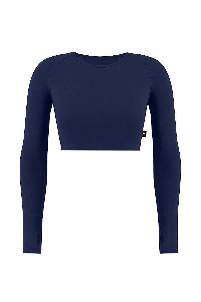 JULIE - BİSİKLET YAKA BASIC UZUN KOLLU CROP T-SHIRT - 1