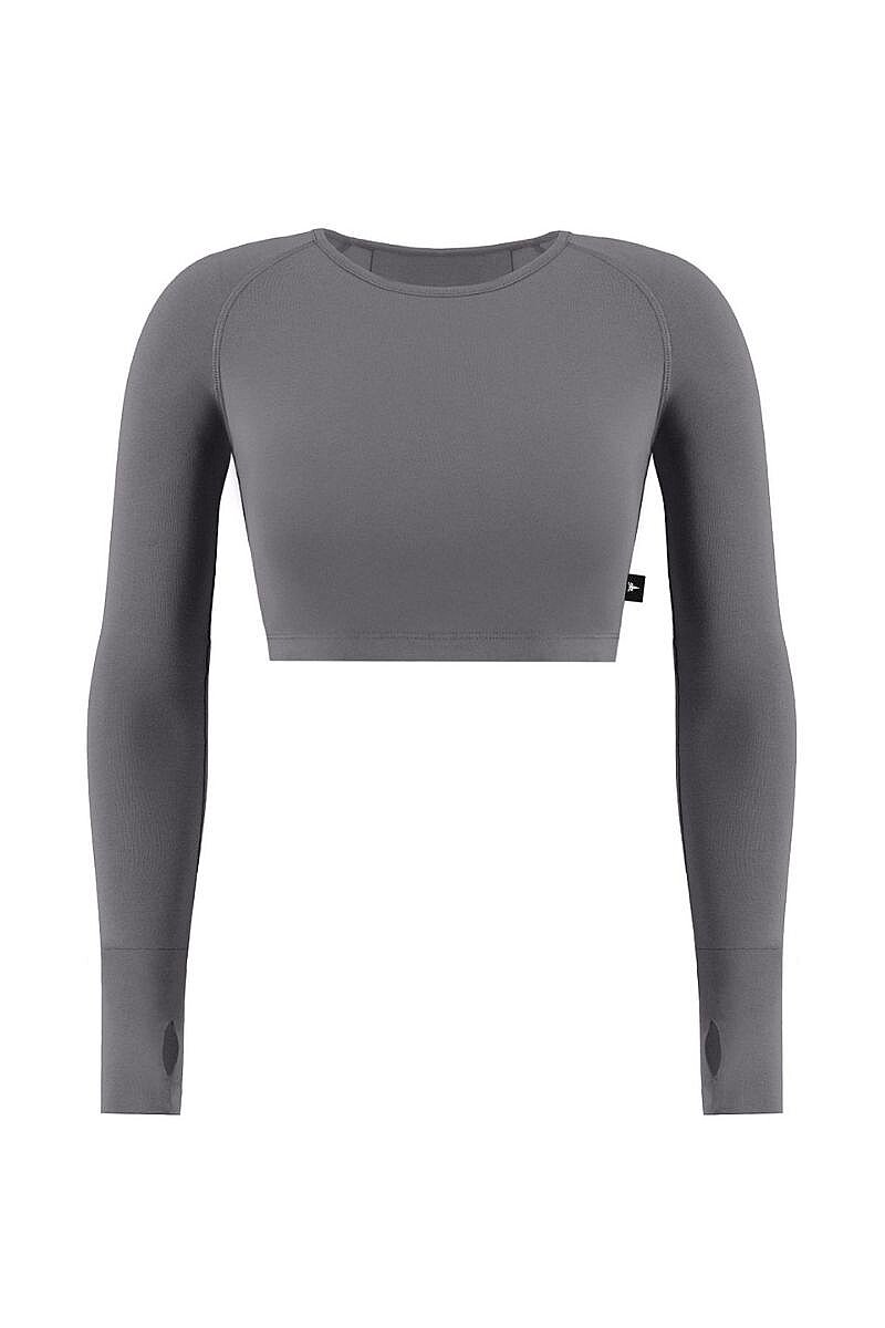 JULIE - BİSİKLET YAKA BASIC UZUN KOLLU CROP T-SHIRT - 3